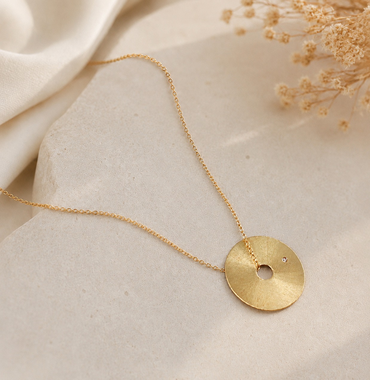 Colar 1 Diamante Ouro 19.2kt