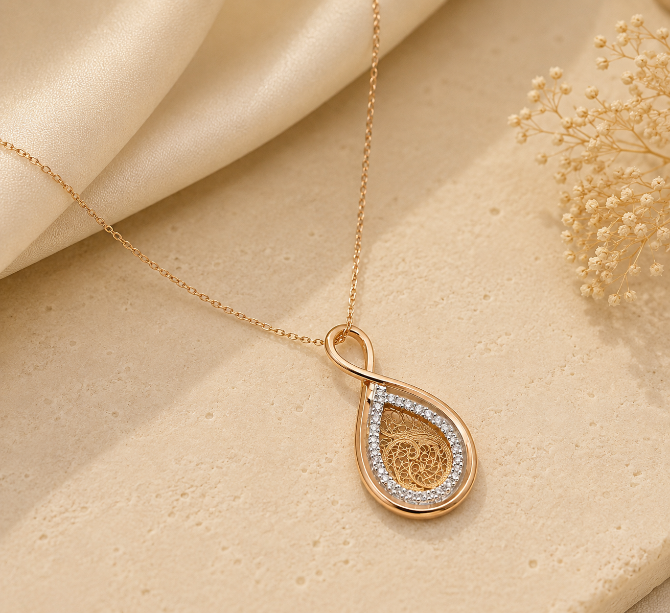 Colar Diamantes Filigrana