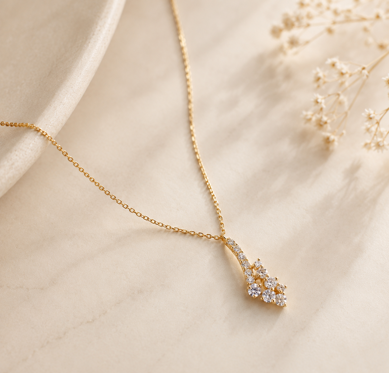Colar Diamantes Ouro 19,2kt Pendente