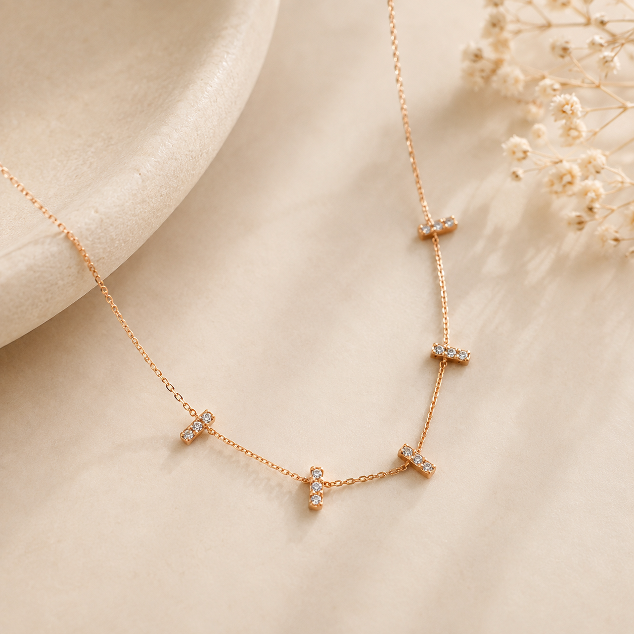 Colar Travessões Diamantes Ouro 19,2Kt