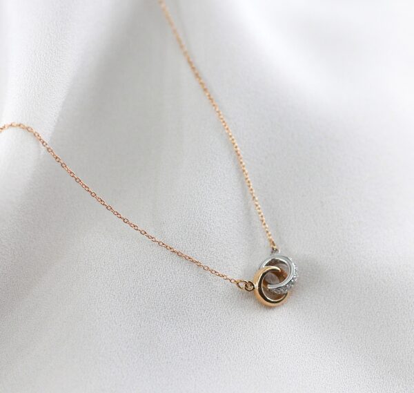 Colar Bicolor Diamantes Ouro 19,2Kt