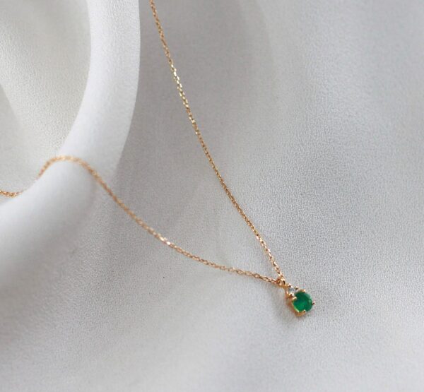 Colar Diamante e Esmeralda Ouro 19,2Kt