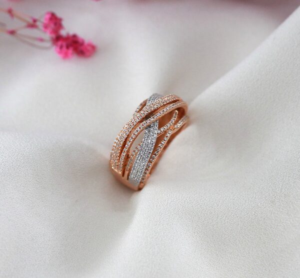 Anel Bicolor Diamantes Ouro 19,2Kt
