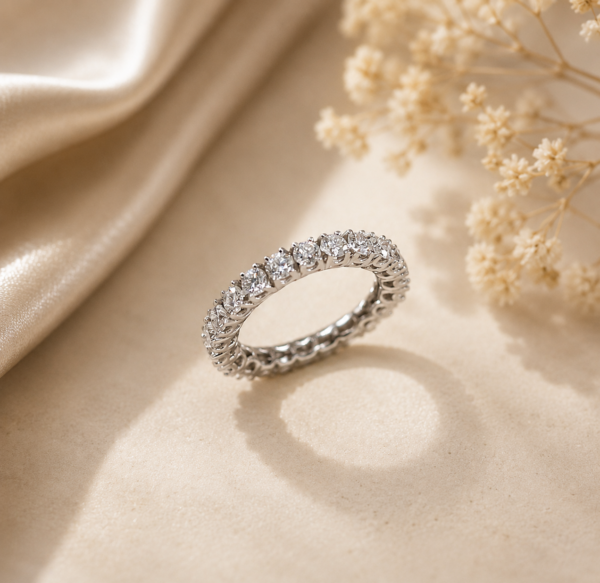Anel Diamantes Ouro Branco 19,2Kt