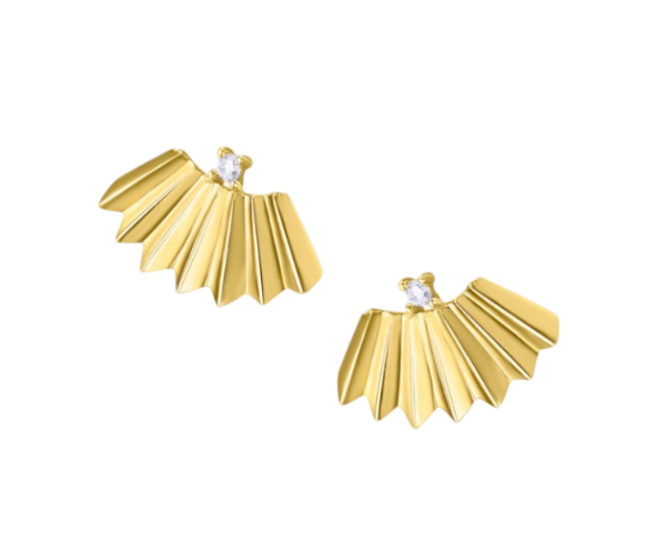 Brincos Leque Diamantes Ouro 18kt