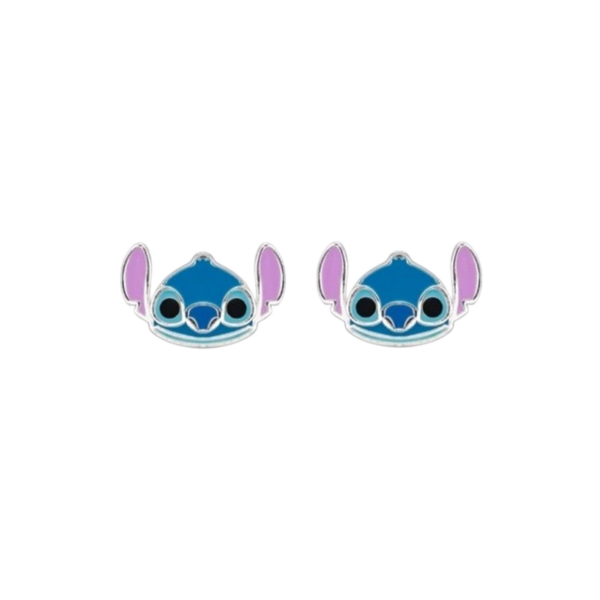 Brincos Stitch Esmalte Prata