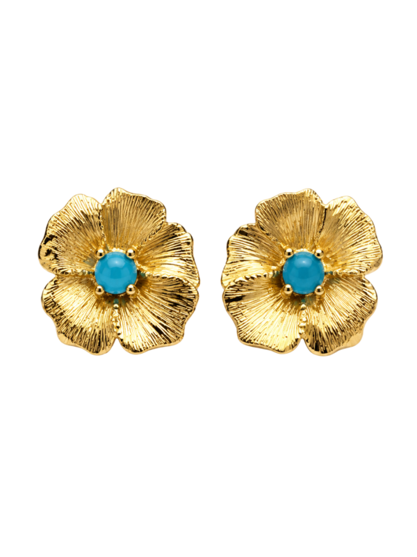 Brincos Flor Pedra Prata