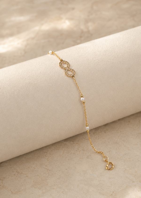 Pulseira Infinito Pérolas Ouro 19,2Kt