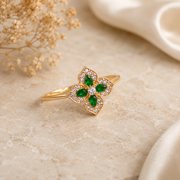 Anel Flor Ouro 19,2Kt