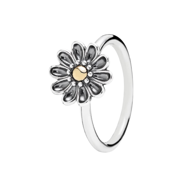 Anel Flor Prata e Ouro Pandora