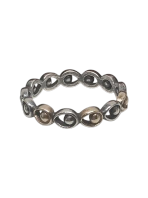 Anel 190961-56 Prata e Ouro 14kt.Pandora