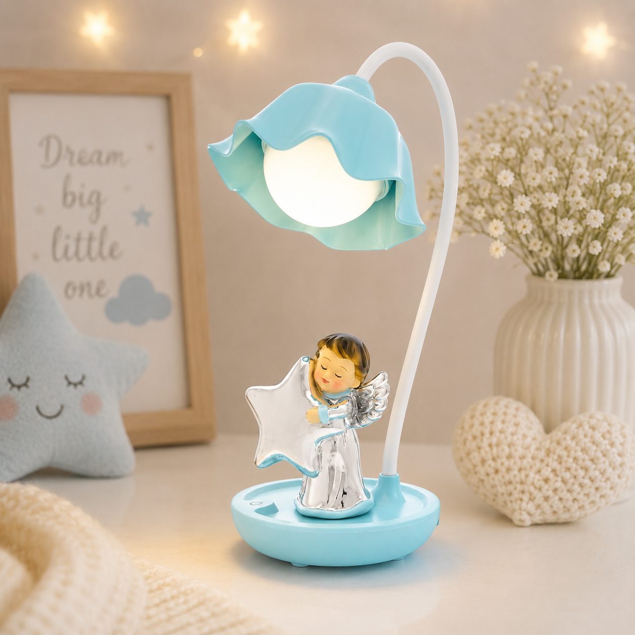 Candeeiro Led Anjo Azul Estrela Azul