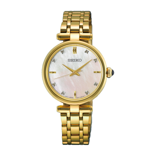 Relógio Madrepérola Diamantes Aço Seiko