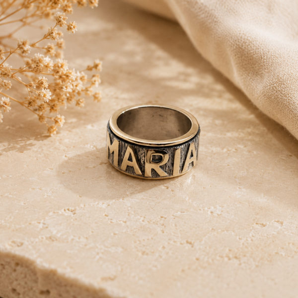 Aliança Maria Prata e Ouro 9kt