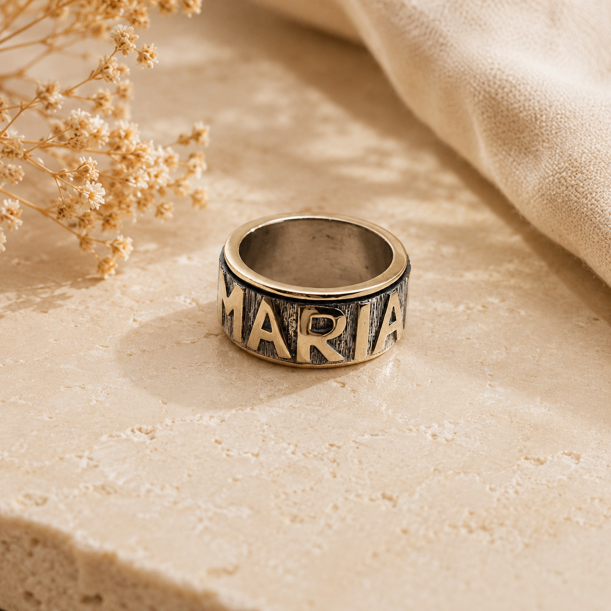 Aliança Maria Prata925 e Ouro 9kts.