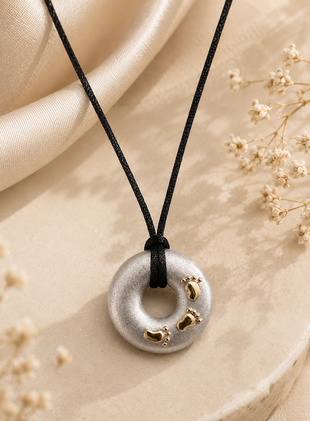 Colar Argola Prata e Ouro19,2k 3Diamantes 0,01 kt.