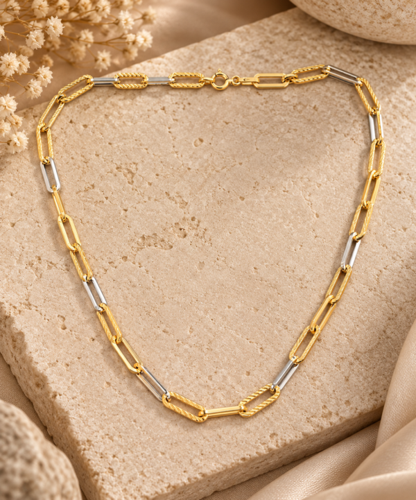 Colar Bicolor Ouro 19,2kt