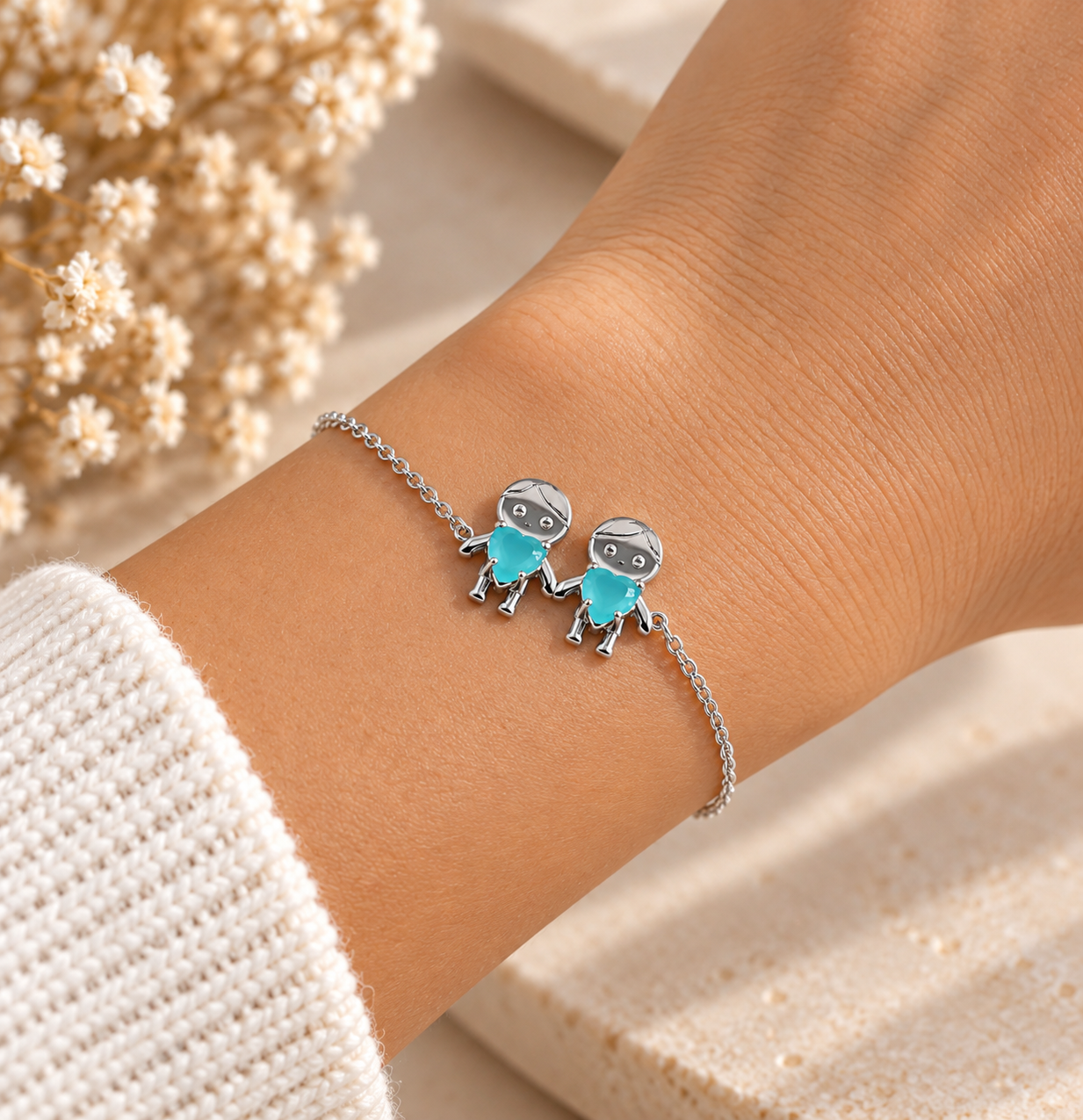 pulseira dois meninos pulso