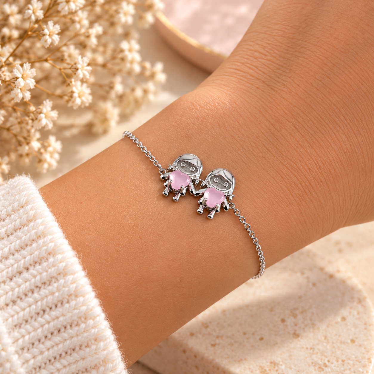 pulseira duas meninas pulso
