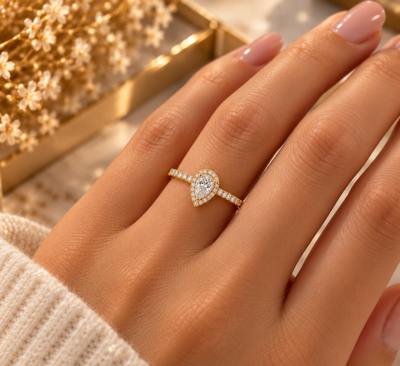 Anel Gota diamantes