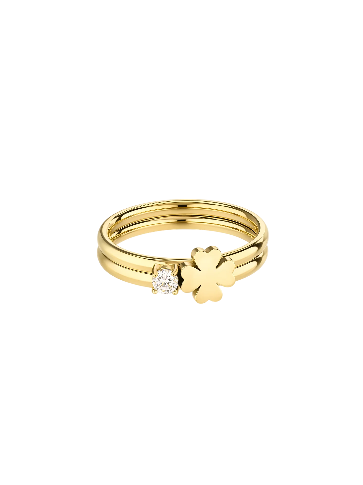 Anel OJLFR06G-6 Aço ONE Lucky Flower Crystal Gold.