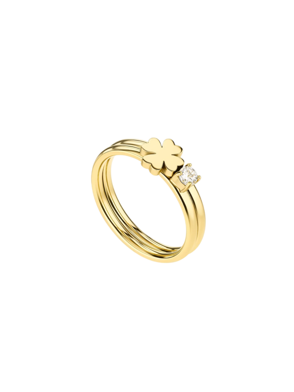 Anel Lucky Flower Crystal Gold One