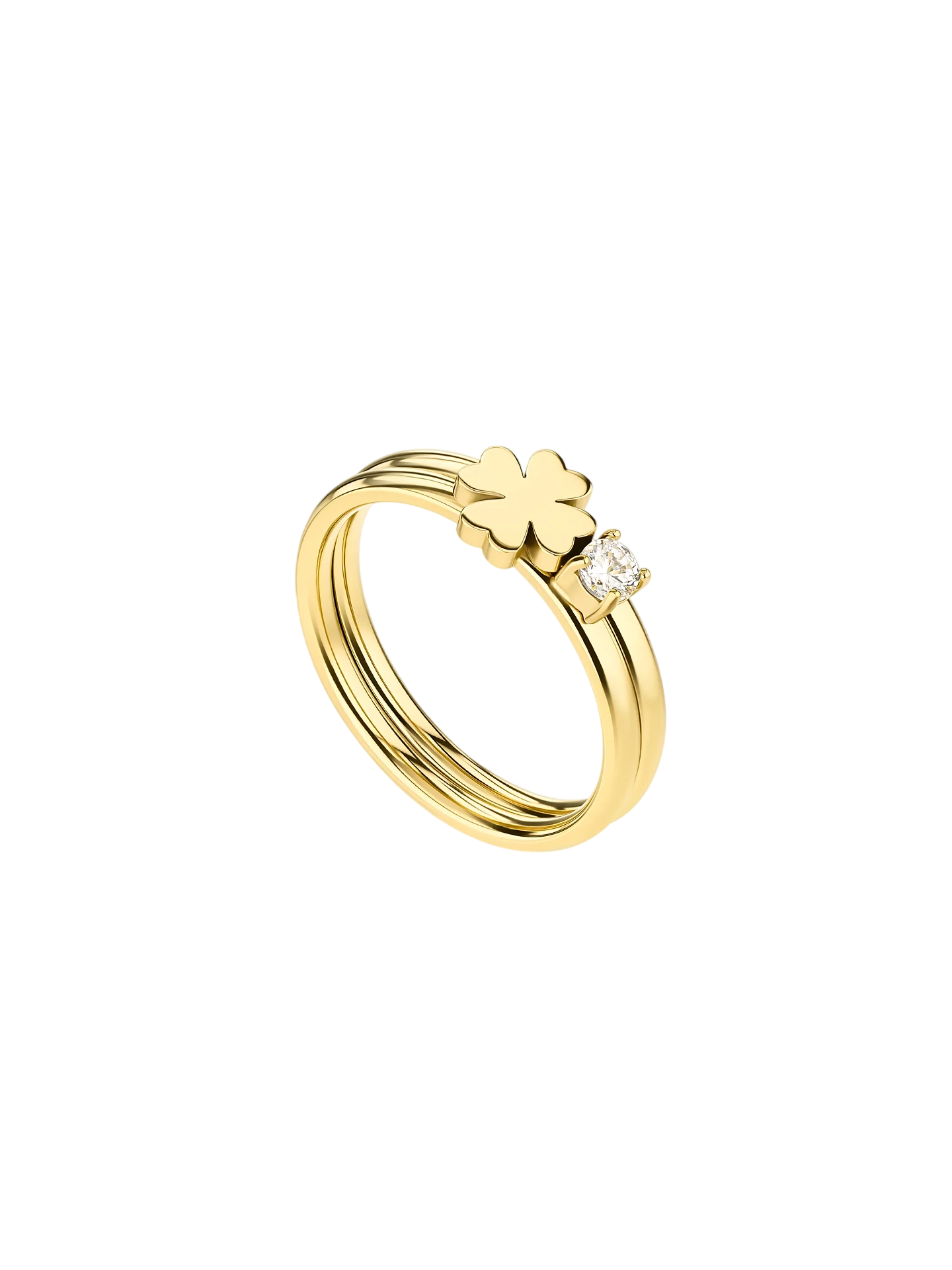 Anel OJLFR06G-6 Aço ONE Lucky Flower Crystal Gold