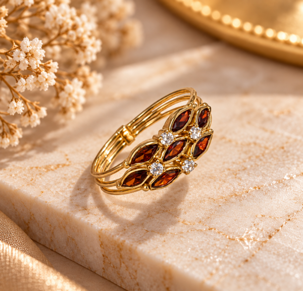 Anel Zircónias Ouro 19,2Kt