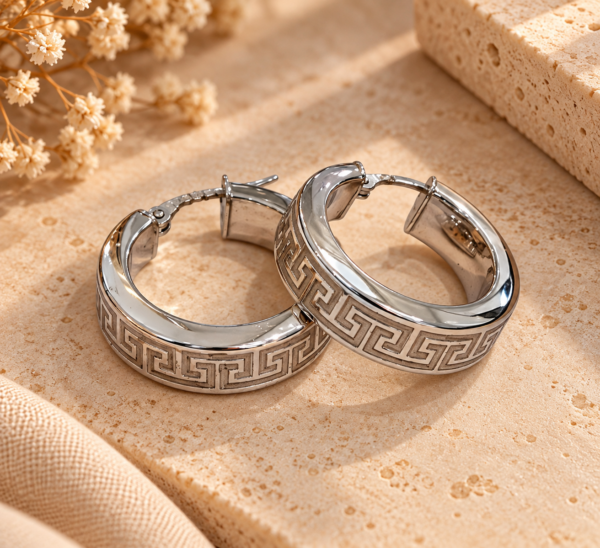 Argola Versace Ouro Branco 19.2Kt
