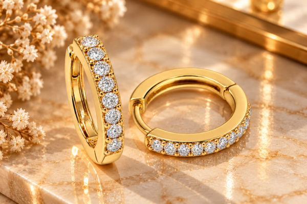 Argolas Diamantes Ouro 19,2Kt