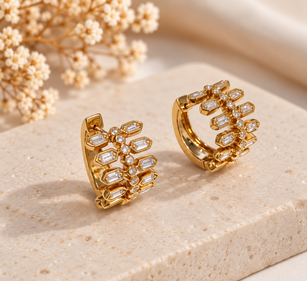 Argolas Diamantes Ouro 19,2kt