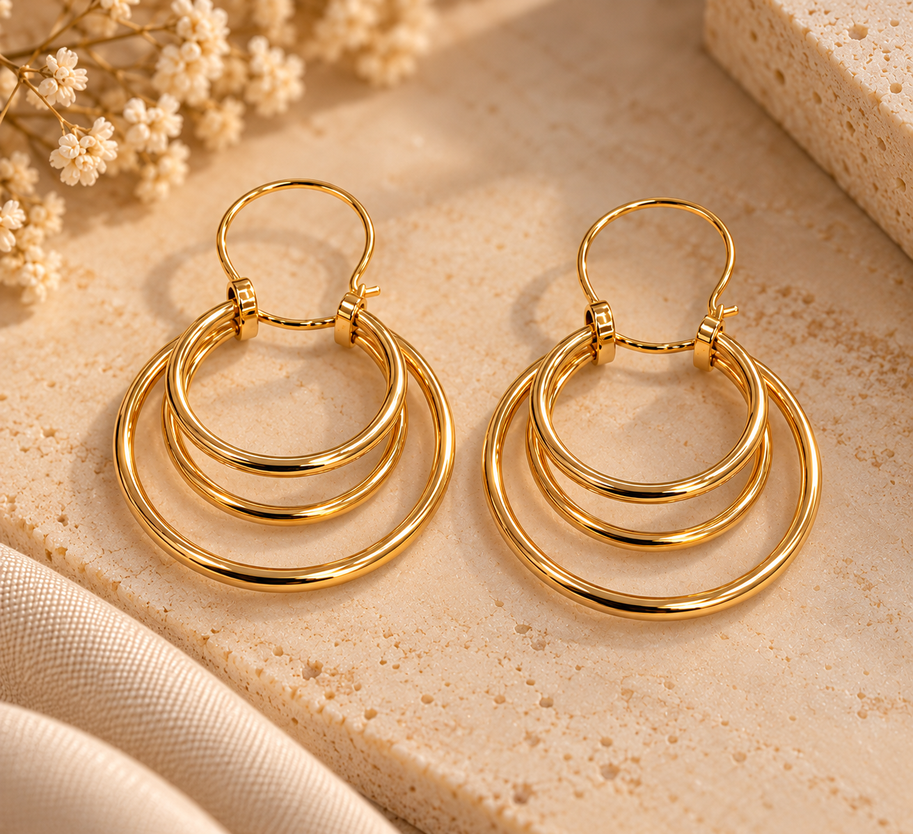 Argolas Ouro19.2Kt Triplas 2+1 38mm
