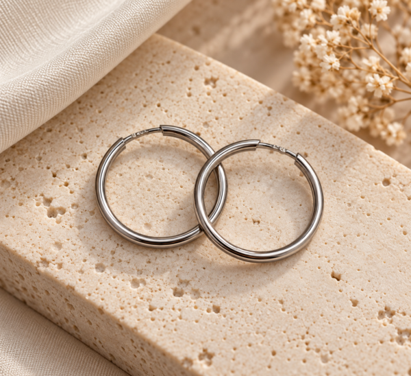 Argolas Redondas Ouro Branco 19.2Kt
