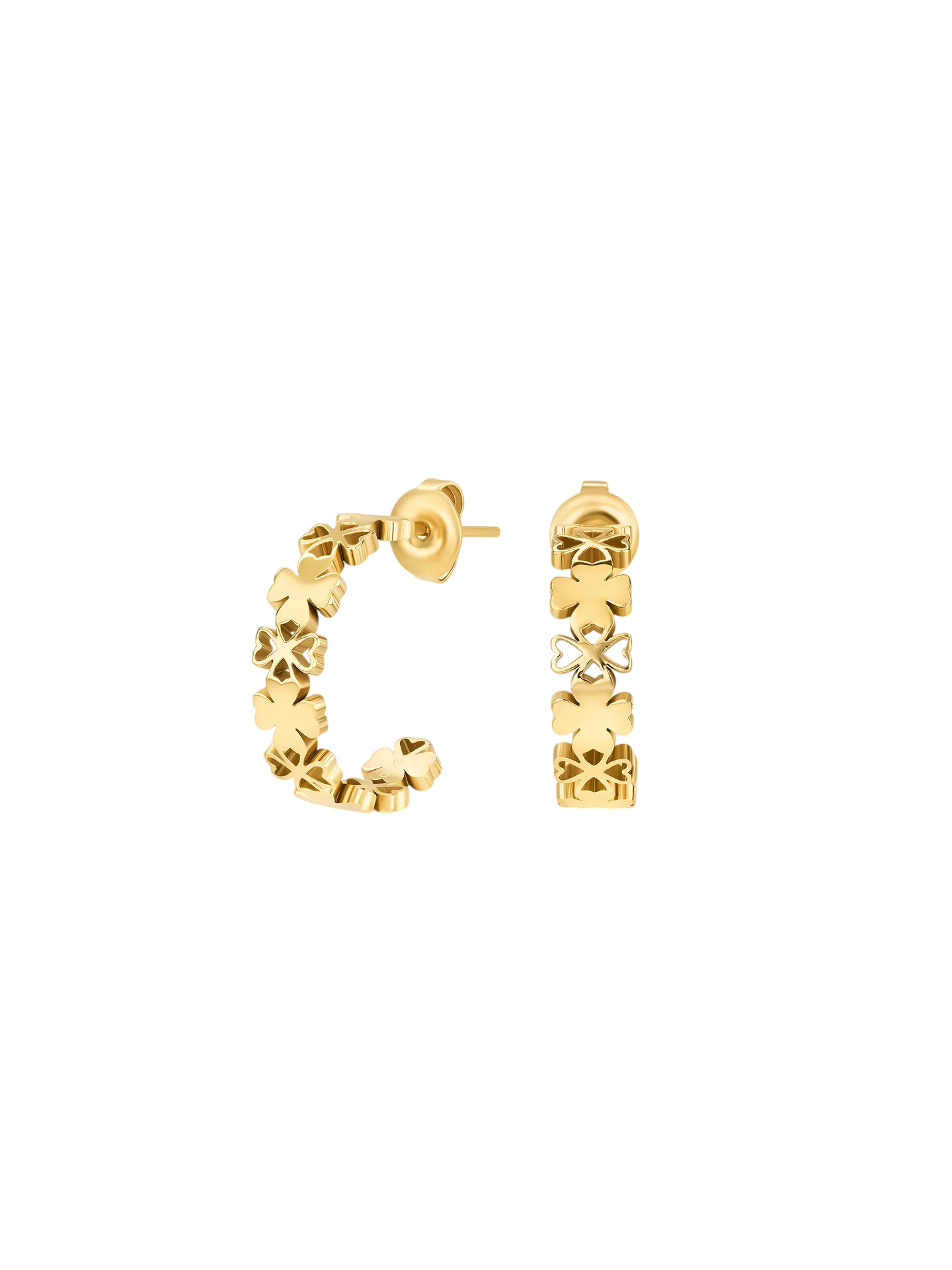 Brincos OJLFE06G Aço One LuckyFlower Hoop Gold