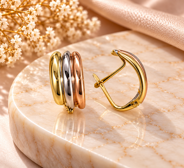 Brincos Tricolor Ouro 18Kt