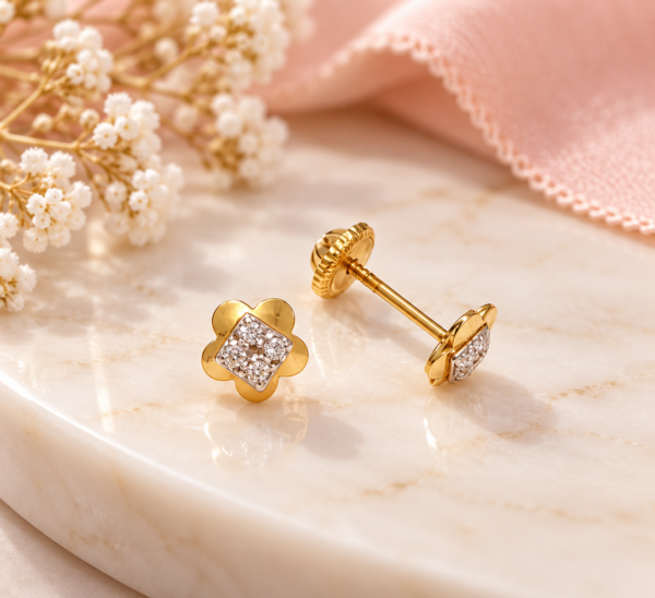 Brincos Flor Zircónias Ouro 18Kt