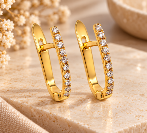 Brincos Diamantes Aro Escarpe Ouro 19,2kt