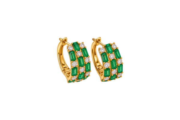 Brincos Esmeraldas Diamantes Ouro 19,2kt