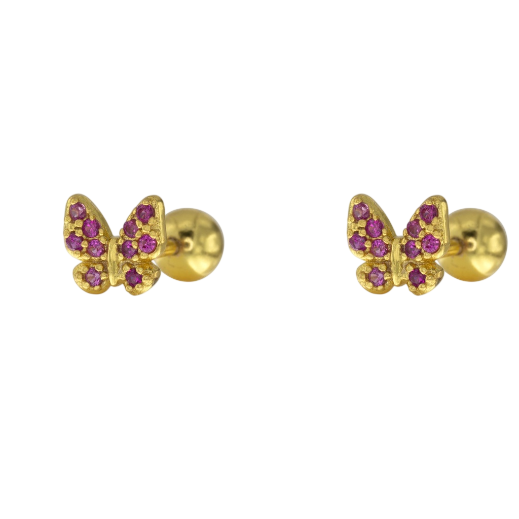 Brincos PrataDourada 925 Borboleta Zircónias Lolipop