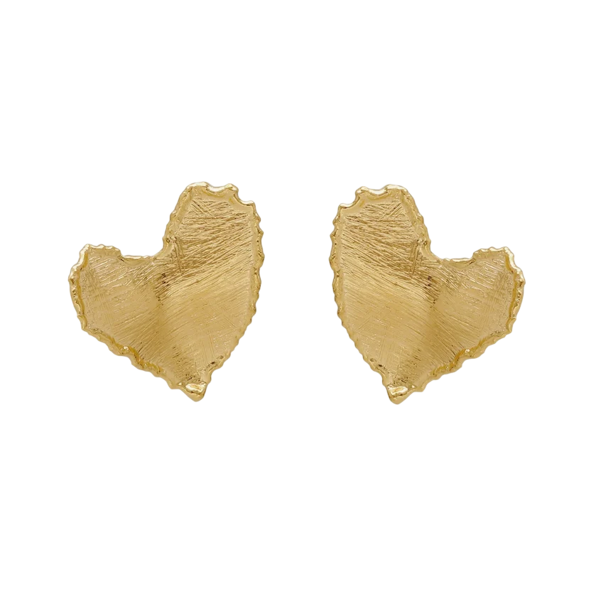Brincos PrataDourada925 V.Cruz Coração Irregular El Gesto.