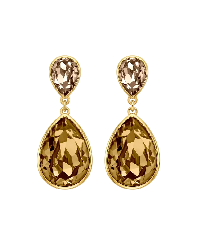 Brincos PrataDourada925 V.Cruz Cristais Swarovski Essential lágrima