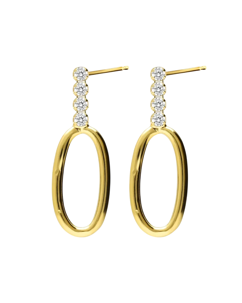 Brincos PrataDourada925 V.Cruz Cristais Swarovski Fade Oval