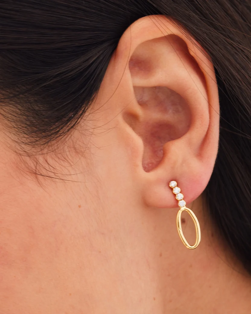 Brincos PrataDourada925 V.Cruz Cristais Swarovski Fade Oval.
