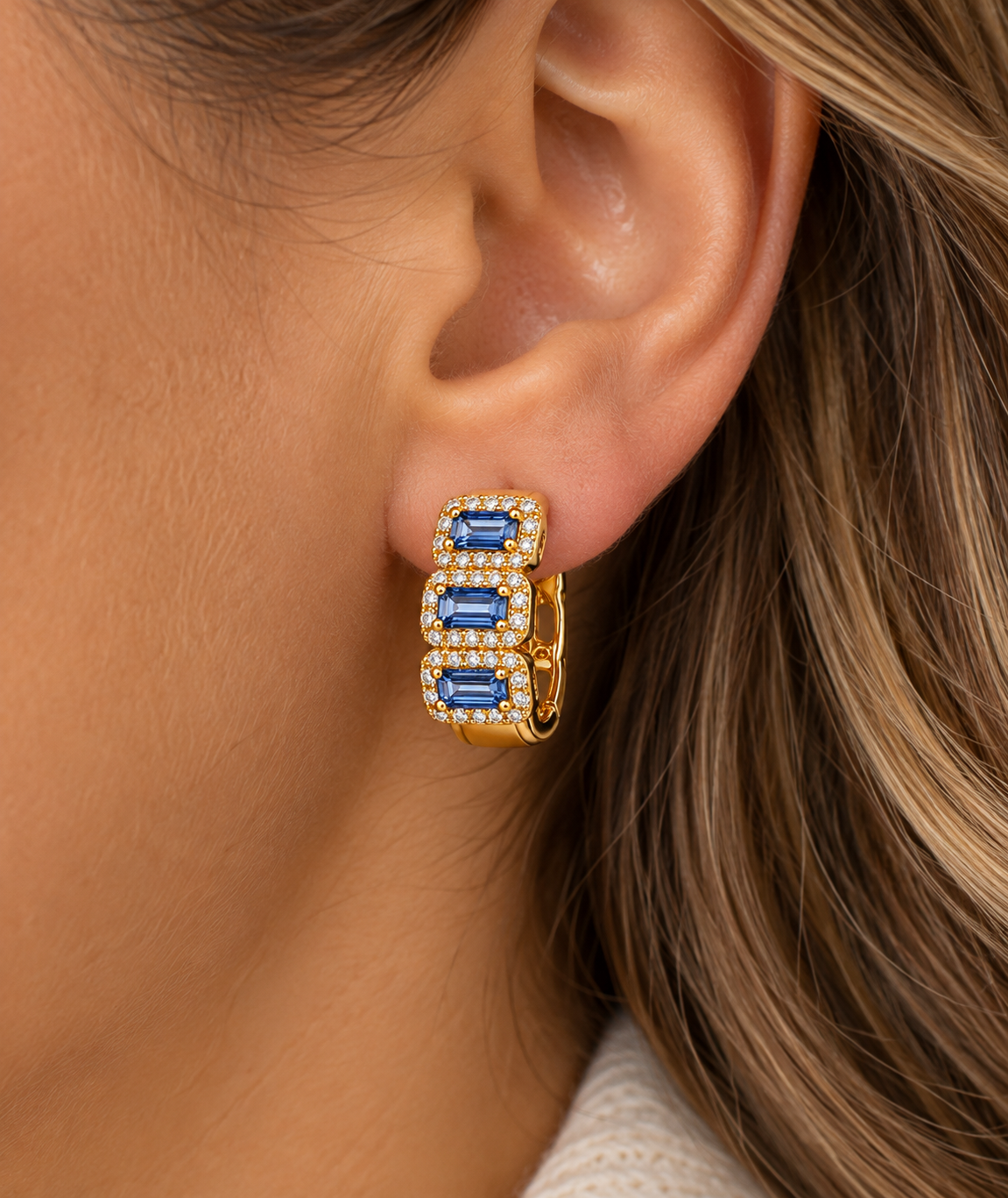 Brincos Safira Ouro 19,2kt