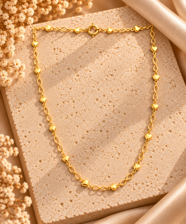 Fio Corações Infinito Ouro 19.2Kt