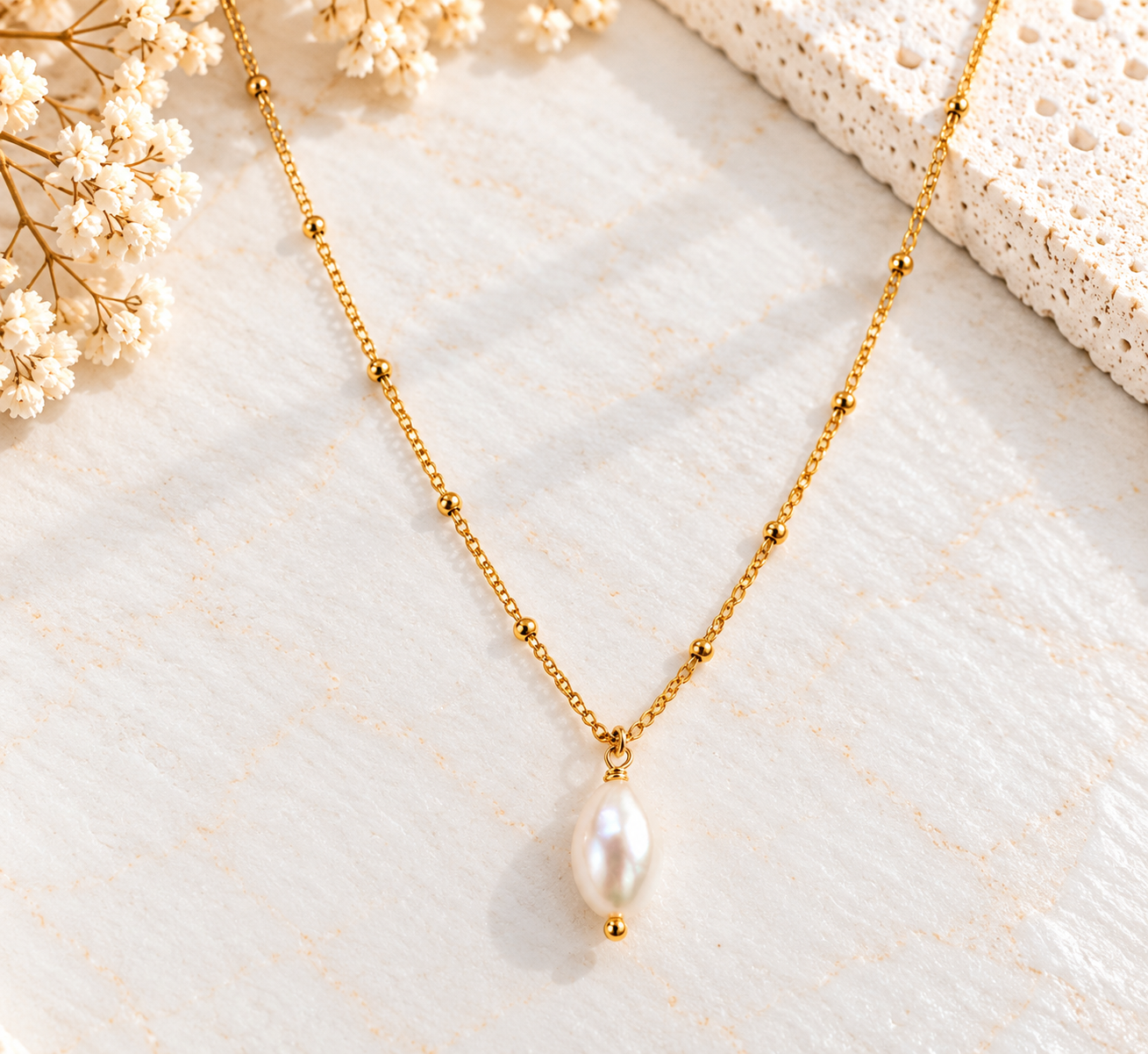 Colar Prata Dourada 925 1 Pérola