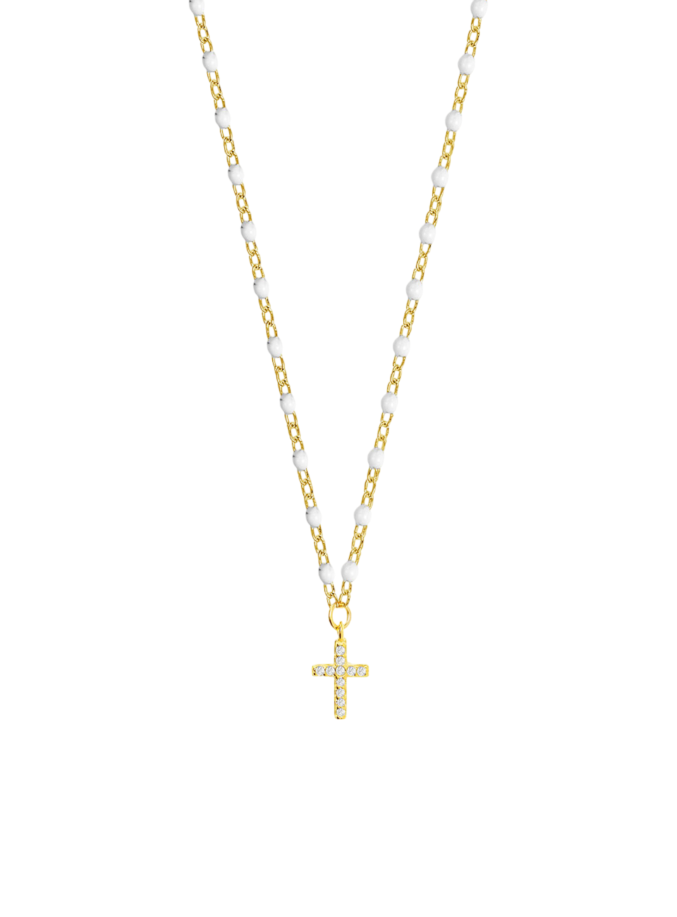 Colar PrataDourada 925 EC Cruz Zirconias