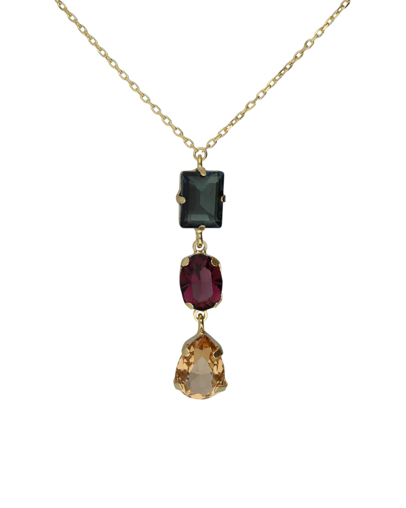 Colar PrataDourada925 Victoria Cruz Cristais Swarovski Borea.