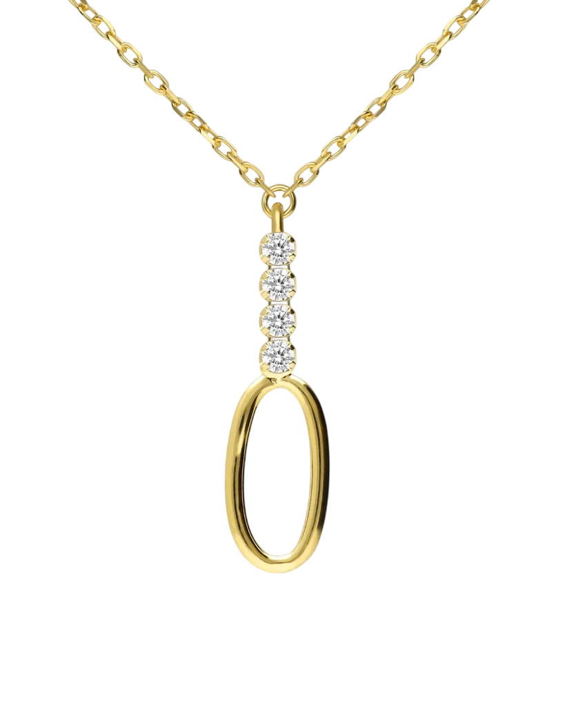 Colar PrataDourada925 Victoria Cruz Cristais Swarovski Fade Oval.
