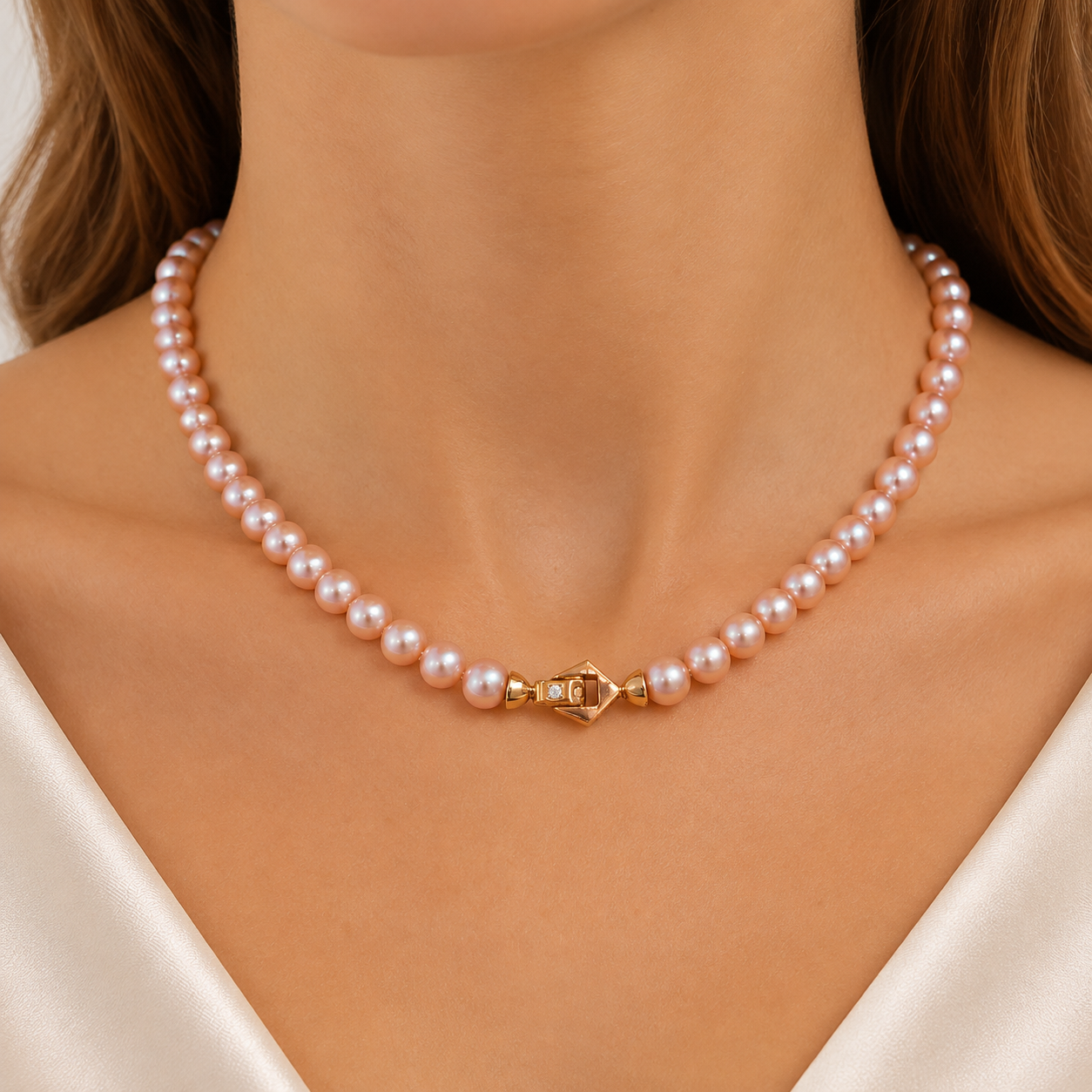 Colar pérolas Rosa